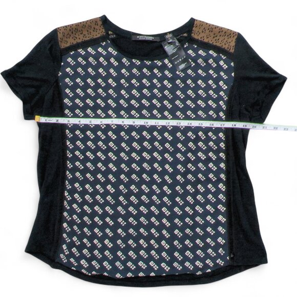 Scotch & Soda Mixed-Media Tee | Linen Knit + Printed Front | Sz S - Picture 9 of 10